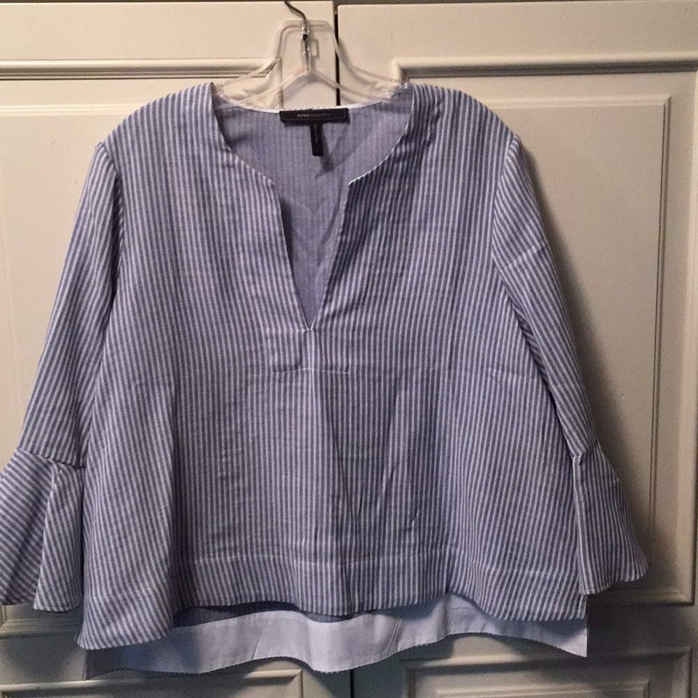 BCBG MaxAzria blue / white stripe top.